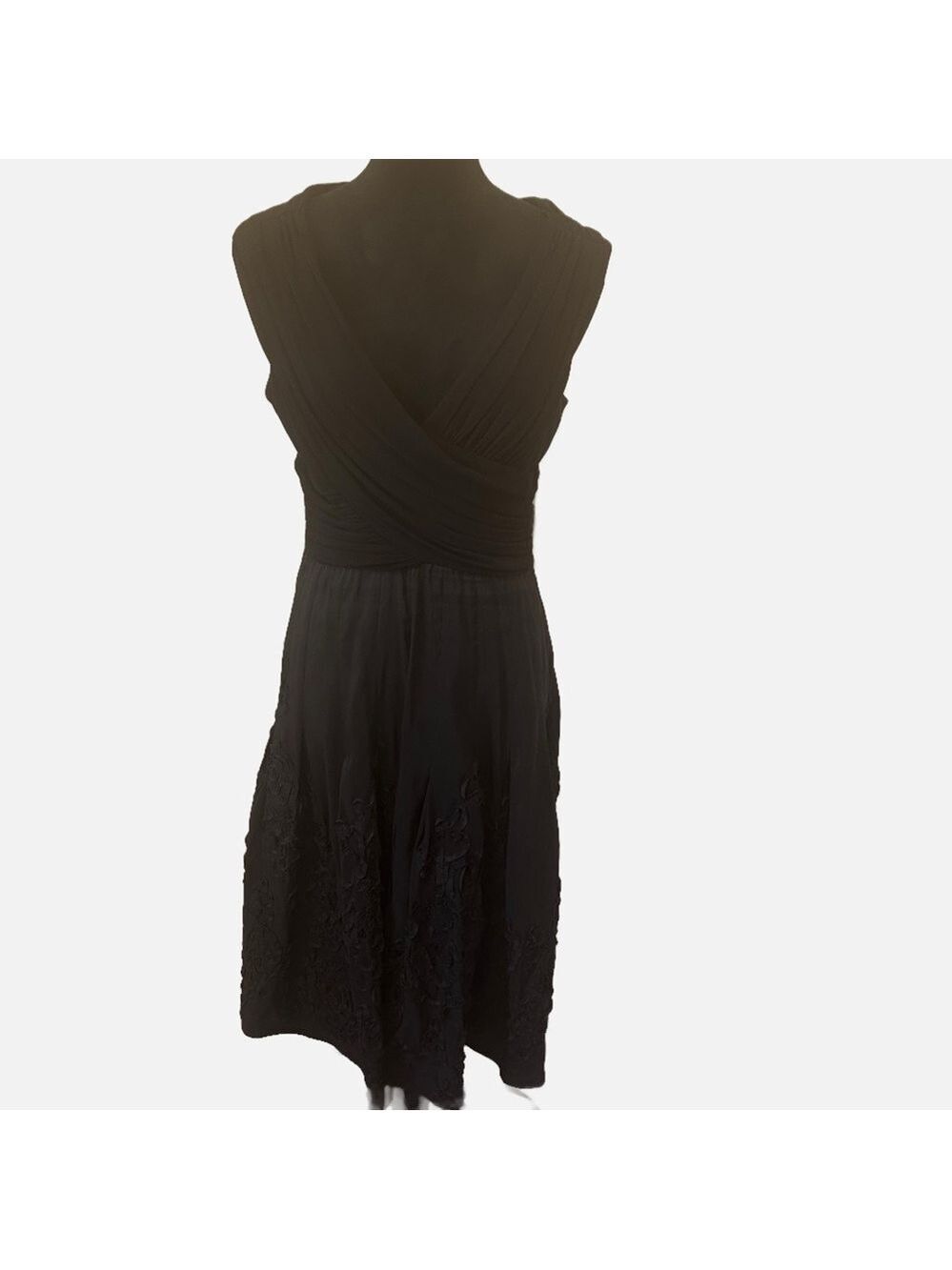 Adrianna Papell Women’s Taffeta Floral 3D Sleeveless Dress Goth Witchy Size 8